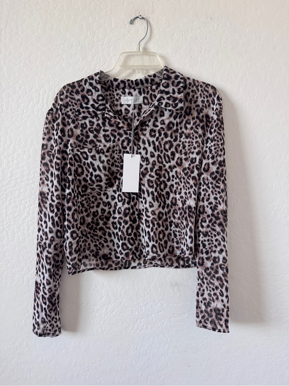 Wayf Leopard Print Long Sleeve Top - Brown & Black